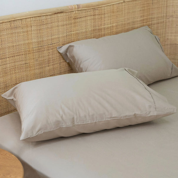 Bamboo Eco 400THC Cotton Standard Pillowcase Pair Stone