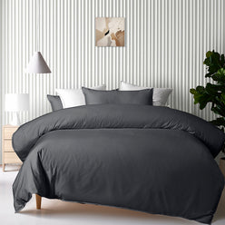 Bamboo Eco 400THC Cotton Quilt Cover Set Range Charcoal
