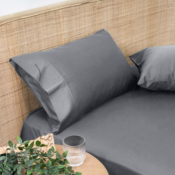 Bamboo Eco 400THC Cotton Standard Pillowcase Pair Charcoal