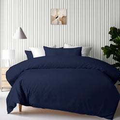 Bamboo Eco 400THC Cotton Quilt Cover Set Range Navy