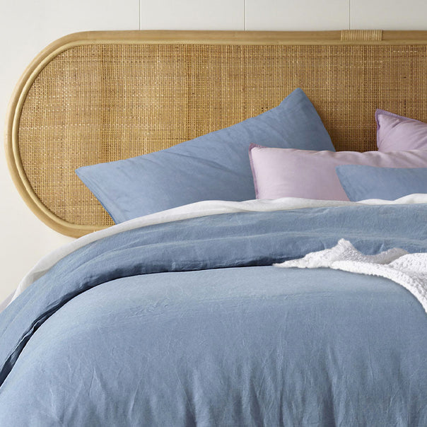 Stonewashed French Linen Quilt Cover Set Range Denim Blue