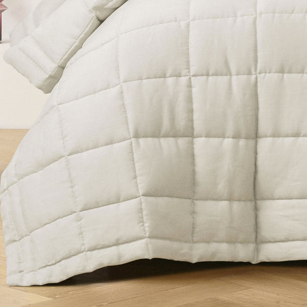 Stonewashed French Linen Coverlet Set Range Natural