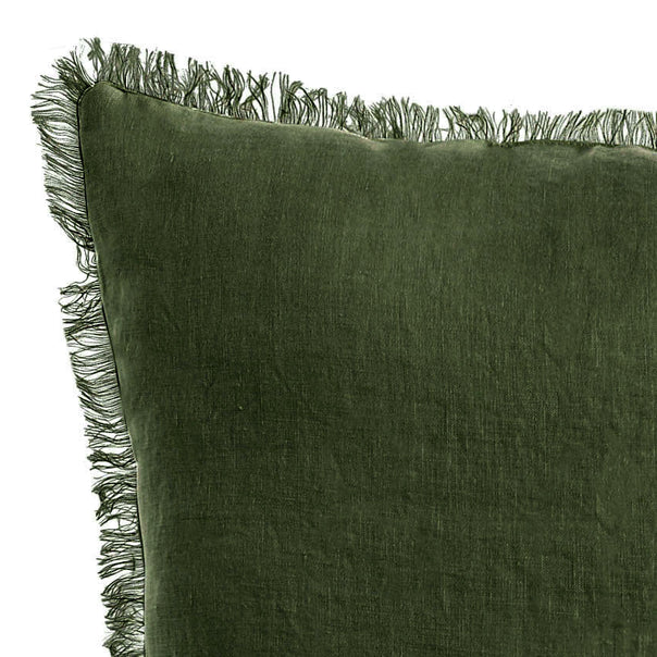 Stonewashed French Linen 55x55cm Cushion Olive