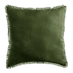 Stonewashed French Linen 55x55cm Cushion Olive