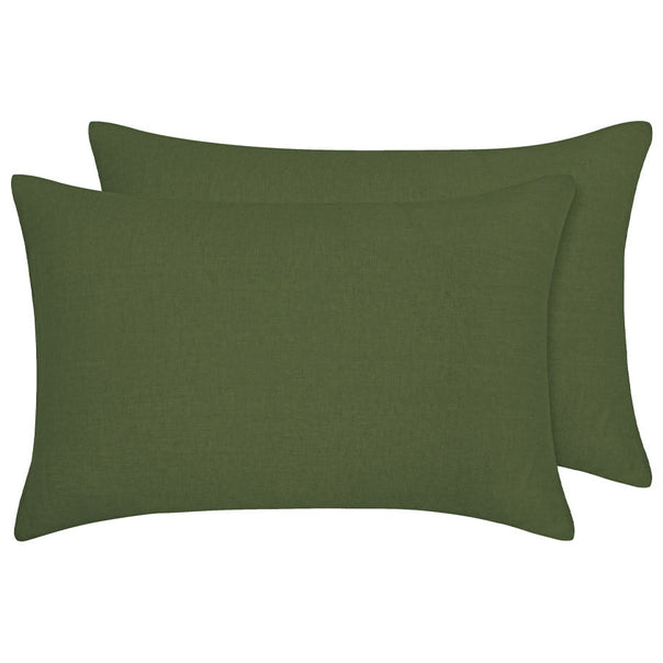Stonewashed French Linen Standard Pillowcase Pair Olive