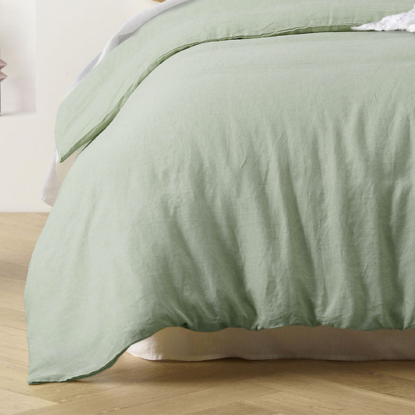 Stonewashed French Linen Quilt Cover Set Range Pistachio
