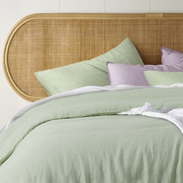 Stonewashed French Linen Quilt Cover Set Range Pistachio