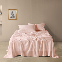 Drift Stonewashed Cotton Mega Sheet Set Range Blush Pink