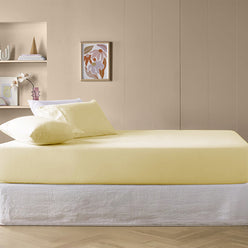 Drift Stonewashed Cotton Mega Fitted Combo Set Range Lemon Yellow