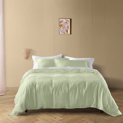 Drift Stonewashed Cotton Quilt Cover Set Range Wild Sage