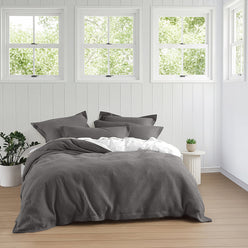 Haven Cotton Waffle Quilt Cover Set Range Charcoal Grey