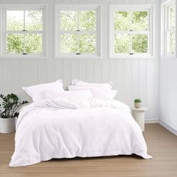 Haven Cotton Waffle Quilt Cover Set Range Pure White