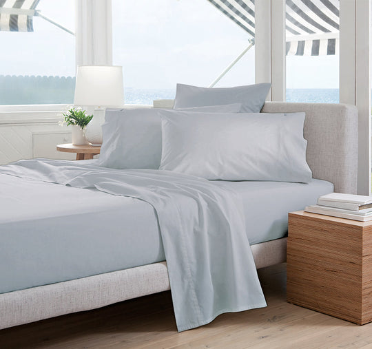 Oxford 300TC Crisp Cotton Percale Sheet Set Range Breeze Blue