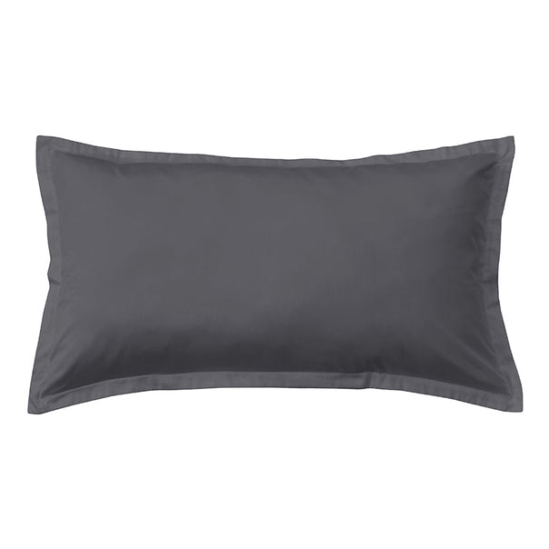 Oxford 300TC Crisp Cotton Percale Tailored King Pillowcase Charcoal Grey