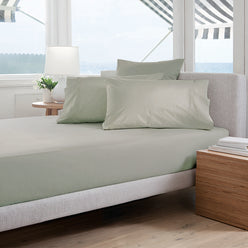 Oxford 300TC Crisp Cotton Percale Fitted Combo Set Range Leafy Sage