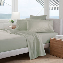 Oxford 300TC Crisp Cotton Percale Sheet Set Range Leafy Sage