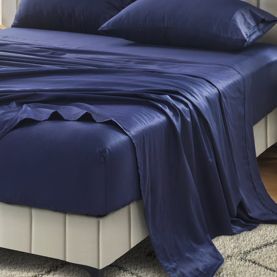 Signature 500TC Classic Egyptian Cotton Mega Fitted and Flat Sheet Range Midnight Navy