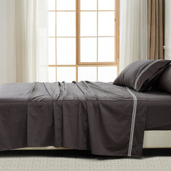Signature 500TC Embroidered Egyptian Cotton Mega Sheet Set Range Charcoal Grey and Pure White