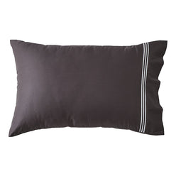 Signature 500TC Embroidered Egyptian Cotton Standard Pillowcase Pair Charcoal Grey and Pure White