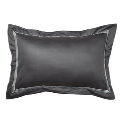 Signature 500TC Embroidered Egyptian Cotton Tailored Standard Pillowcase Pair Charcoal Grey and Pure White