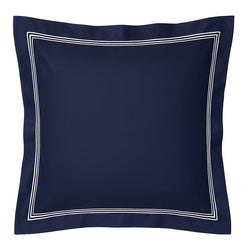Signature 500TC Embroidered Egyptian Cotton Tailored European Pillowcase Midnight Navy and Pure White