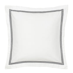 Signature 500TC Embroidered Egyptian Cotton Tailored European Pillowcase Pure White and Black