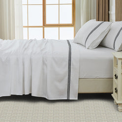 Signature 500TC Embroidered Egyptian Cotton Mega Sheet Set Range Pure White and Black