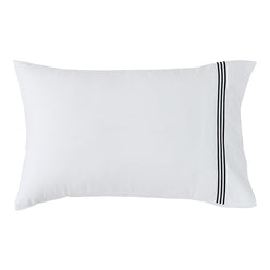 Signature 500TC Embroidered Egyptian Cotton Standard Pillowcase Pair Pure White and Black