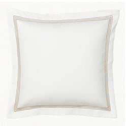 Signature 500TC Embroidered Egyptian Cotton Tailored European Pillowcase Pure White and Warm Taupe
