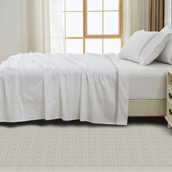 Signature 500TC Embroidered Egyptian Cotton Mega Sheet Set Range Pure White and Warm Taupe