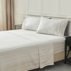 Signature 500TC Luxe Stripe Egyptian Cotton Mega Sheet Set Range Pure White
