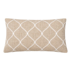 Linen Zahra Lattice 30x50cm Filled Cushion Sand
