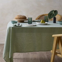Vintage Washed Linen Cotton Tablecloth Range Sage