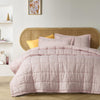 Stonewashed French Linen Coverlet Set Range Blush