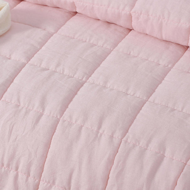 Stonewashed French Linen Coverlet Set Range Blush