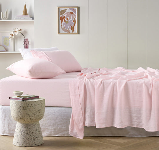 Stonewashed French Linen Mega Sheet Set Range Blush