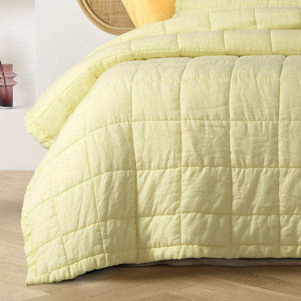 Stonewashed French Linen Coverlet Set Range Butter
