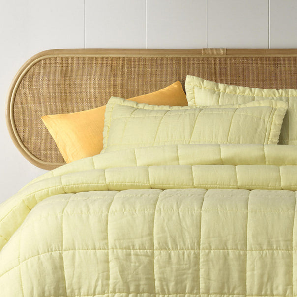 Stonewashed French Linen Coverlet Set Range Butter