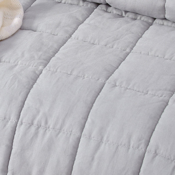 Stonewashed French Linen Coverlet Set Range Dove Grey