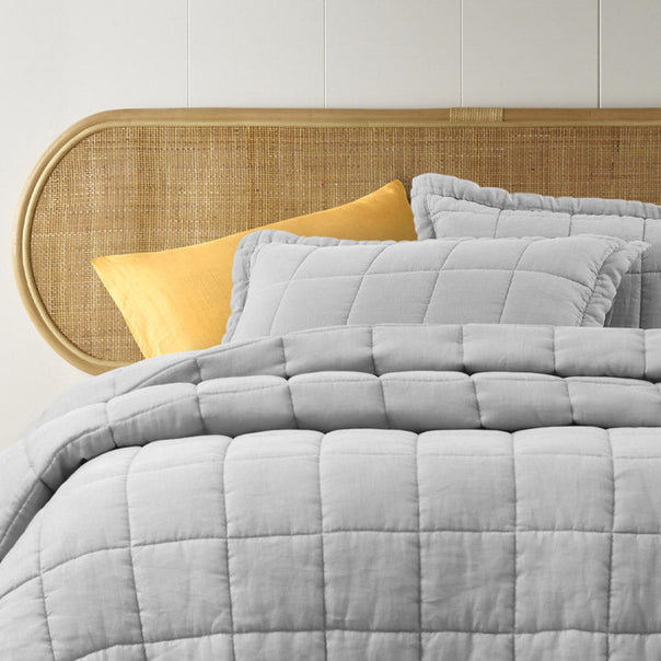 Stonewashed French Linen Coverlet Set Range Dove Grey
