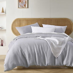 Stonewashed French Linen Quilt Cover Set Range Dove Grey