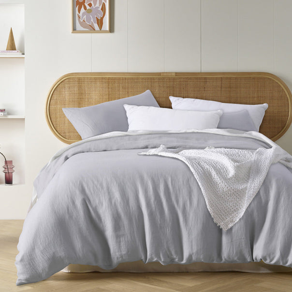 Stonewashed French Linen Quilt Cover Set Range Dove Grey