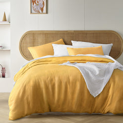 Stonewashed French Linen Quilt Cover Set Range Ochre