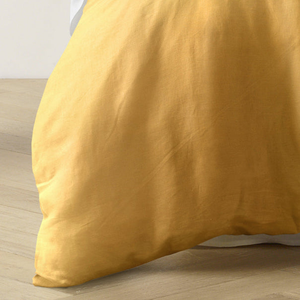 Stonewashed French Linen Quilt Cover Set Range Ochre