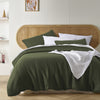 Stonewashed French Linen Quilt Cover Set Range Olive