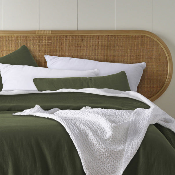 Stonewashed French Linen Quilt Cover Set Range Olive