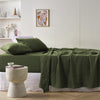 Stonewashed French Linen Mega Sheet Set Range Olive