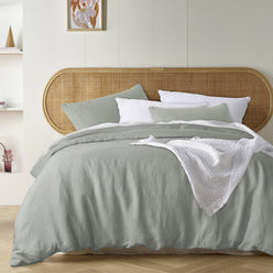 Stonewashed French Linen Quilt Cover Set Range Sage
