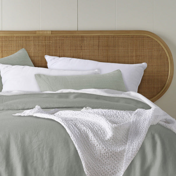 Stonewashed French Linen Quilt Cover Set Range Sage