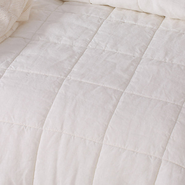 Stonewashed French Linen Coverlet Set Range White